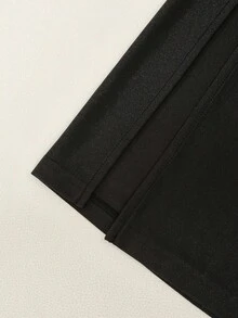 GlowEve 女士时尚串珠露背珍珠装饰黑色派对鸡尾酒礼服，优雅收腰A字中长连衣裙，适合通勤和日常穿着，春夏款 - 黑色 - 查看 7