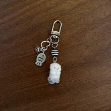 New Design Kawaii Beaded Sea Otter Flocked Phone Lanyard, Phone Charm, Phone Accessory, Bag Charm, Keychain Pendant - Black and White - View 17