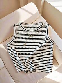 Lymera Women's Striped Crew Neck Casual Versatile Daily Wear Top - Multicolor - View 3