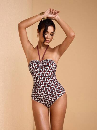 JIAN LASALA Mono de verano casual para mujer con escote halter, espalda descubierta y pliegues en todo el Body