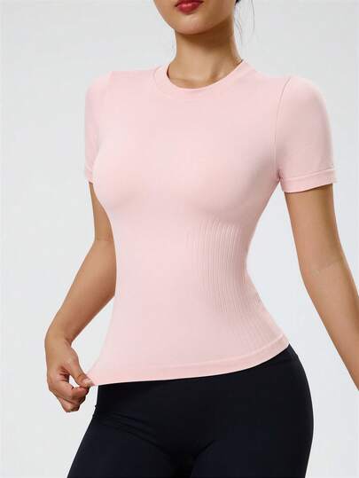 Sovereign Charm Áo thun thể thao dáng ôm màu trơn