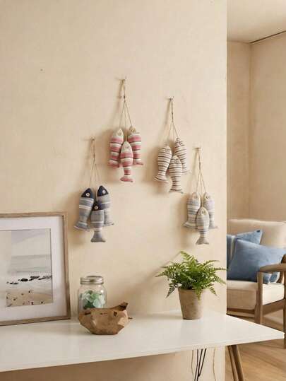 Cirelle Handmade Fish-Shaped Wall Hanging - Fabric Mediterranean Boho Artisan Decor, Unique Home Accent