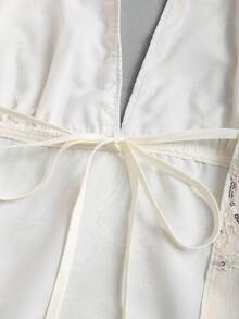 Elamini 性感露背亮片刺绣吊带背心，时尚夏季度假风 - 銀色 - 查看 5