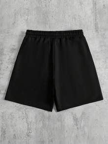 ROMWE MEN Street Life Men's Loose Fit Sparkling Diamond Figure Print Shorts, Spring/Summer - Black - View 3