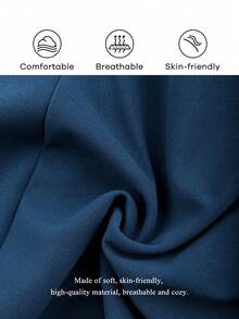 Franclia 大码女士优雅针织高弹面料系带领拼接缎面设计系带装饰松紧腰新款套装，适合度假、音乐会、通勤、时尚百搭外出、派对聚会、浪漫约会等场合，时尚两件套 - 藍色 - 查看 6