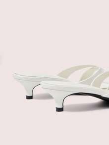 CUCCOO DOLLMOD Women Shoes Beige Spring And Summer New Round Toe Low Heel Temperament Simple Commuter Women's Dew Heel Sandals - White - View 5