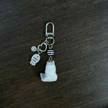 New Design Kawaii Beaded Sea Otter Flocked Phone Lanyard, Phone Charm, Phone Accessory, Bag Charm, Keychain Pendant - Black and White - View 13