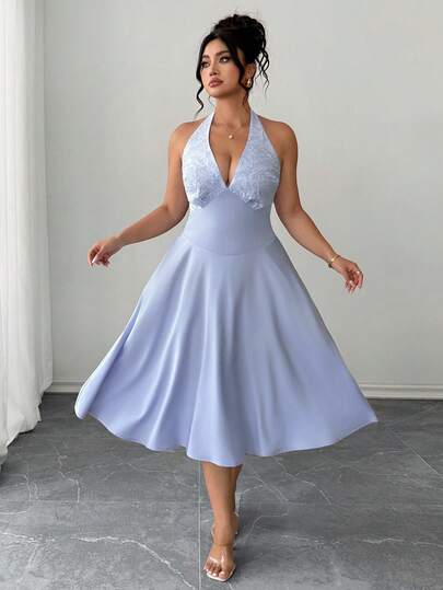 Elenzga Đầm chữ A khoét cổ hở lưng dành cho nữ cỡ lớn, thích hợp cho kỳ nghỉ, hẹn hò, mặc hàng ngày, đi biển, ngày Valentine, sinh nhật, tiệc tùng và các dịp khác.