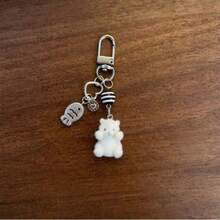 New Design Kawaii Beaded Sea Otter Flocked Phone Lanyard, Phone Charm, Phone Accessory, Bag Charm, Keychain Pendant - Black and White - View 22