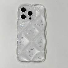 Ốp lưng silicon trong suốt lấp lánh kim cương sang trọng, tương thích với iPhone 17 Pro Max, 17 Pro, 17 Air, 17, 16, 15, 14, 13, 12, 11 Pro Max, chất lượng cao, chống sốc. - Lá bạc trong suốt - Xem 18