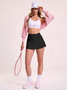 Sovereign Charm Quần short thể thao cạp cao phối màu tương phản - màu đen - Xem 6