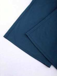 Franclia 大码女士优雅针织高弹面料系带领拼接缎面设计系带装饰松紧腰新款套装，适合度假、音乐会、通勤、时尚百搭外出、派对聚会、浪漫约会等场合，时尚两件套 - 藍色 - 查看 5