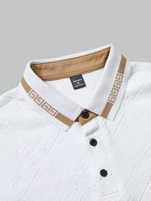 EGENSIO Áo Polo nam cổ bẻ gân, chất liệu jacquard, màu trơn. - trắng - Xem 2