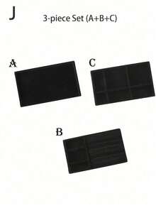 Velvet Jewelry Tray, Large Capacity Jewelry Organizer With Separate Compartments, Stackable Jewelry Display Stand For Earrings, Necklaces, Bracelets, Rings, Hair Clips, Hairbands, Etc. - Black - View 20