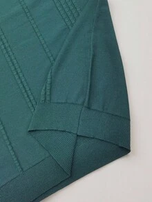 Genlund 男士休闲纯色短袖针织上衣，夏季 - 墨綠色 - 查看 5
