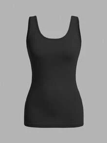 SHEIN Essnce 3件套休闲简约黑色、绿色、白色修身圆领吊带背心，适合春夏穿着。 - 彩色 - 查看 3