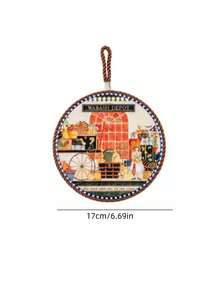 Juego de salvamanteles de cerámica inglesa vintage con diseño de libro ilustrado, resistente al calor, posavasos redondos para mesa, mantel individual, decoración del hogar y cocina, pintados a mano, antideslizantes y fáciles de limpiar - Multicolor - Ver 4