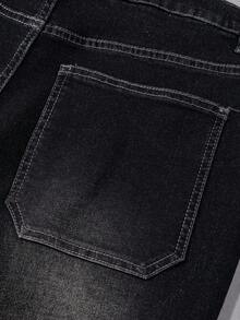 Manfinity LEGND 男士水钻装饰喇叭牛仔裤 - 灰色 - 查看 5