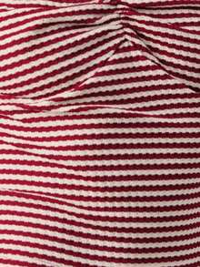 Nöista Top corto de cuello halter de punto a rayas, con escote con cuentas, con lazo y moño en la espalda para ajustar. Primavera, verano, Pascua, ropa de playa, estilo callejero. - Rojo - Ver 7