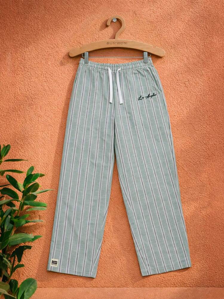 Barrel Stripe Jogger Pants With Elastic Cuffs