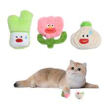 PETSIN 造型有趣的毛绒葱蒜仙人掌猫玩具，内含发声纸，可与猫咪互动玩耍 - 彩色 - 查看 9