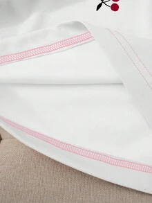 Resyla Camiseta de manga corta casual de mujer con estampado de degradado de cereza, para verano - Multicolor - Ver 3