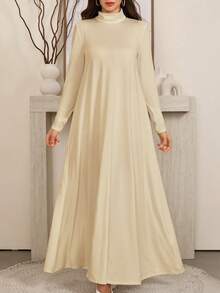Al Najma Bộ áo lót dài tay cổ cao màu đen trắng kín đáo dành cho nữ và váy Abaya, áo thun thường ngày giản dị kiểu Ả Rập, váy mặc trong Abaya, váy dài cơ bản thiết yếu. - Nhiều màu - Xem 6