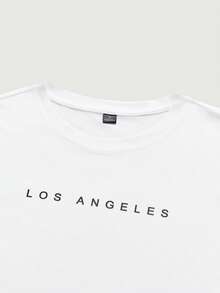 Courvante 男士印花文字短袖休閒 T 卹 - 白色 - 查看 3