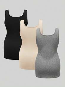 Modmama Maternity Solid Color Square Neck Casual Nursing Tank Top - Multicolor - View 2
