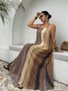 Livesso Beaded Tie Dye Dress, Vacation Style, Plus Size, Spring/Summer Sundress Boho - Multicolor - View 1