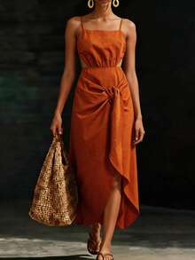 Zivah Bộ sưu tập Xuân/Hè 2026 mới về, thích hợp cho các dịp lễ hội âm nhạc, Lễ Phục Sinh, Ngày Thánh Patrick, Ngày Valentine, Hẹn hò, Phong cách miền Tây, Phong cách du mục, Tiệc sinh nhật, Lễ tốt nghiệp, Đại học, Sinh viên, Thường ngày, Đa năng, Giải trí, Du lịch tàu biển, Bãi biển, Tắm nắng, Phong cách thịnh hành, Thời trang đường phố, Khách dự đám cưới, Phong cách Boho, Đi làm, Ăn sáng muộn, Sân bay, Tiệc tùng, Đi chơi ngày lễ, Trang phục công sở. Đầm linen hai dây có thể điều chỉnh với thiết kế buộc dây màu nâu. - màu nâu - Xem 11