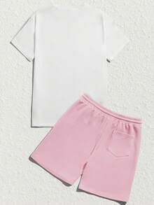 GENTILAND Conjunto informal de dos piezas estampado de punto para hombre, conjunto cómodo, cosas de pareja - Rosa - Ver 7