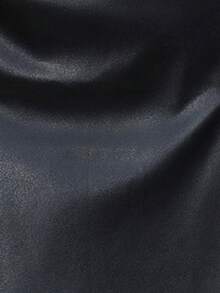 SHEIN Clasi 大码女装时尚休闲前拉链A字型皮质迷你裙 - 黑色 - 查看 3