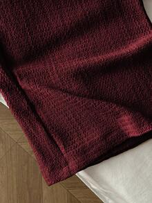 Elamini Quần nữ dáng suông cạp thấp, chất liệu vải vintage, có họa tiết, kiểu dáng thoải mái, tôn dáng, màu trơn, ống đứng, thích hợp cho mùa xuân. - Màu Đỏ Sâu - Xem 4