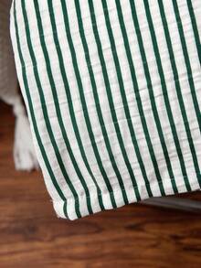 2pcs/Set Boys' Casual Striped Half-Placket Shirt Outfit, Suitable For Daily, Vacation, School And Other Occasions - Green - View 5