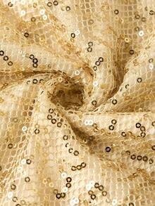 Ellevyn 女士高腰金属扣修身亮片装饰短袖连衣裙 - 金色 - 查看 5