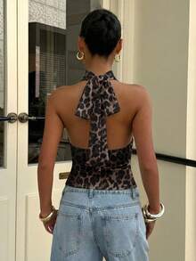 Muchica 女士豹纹Y2K复古露背吊带背心 - 夏季街头风，适合外出、西部音乐节、休闲居家、返校、运动、骑行和户外活动穿着 - 彩色 - 查看 2