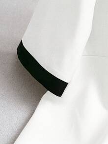 Franclia 女士短袖撞色V领衬衫和休闲裤两件套 - 白色 - 查看 3