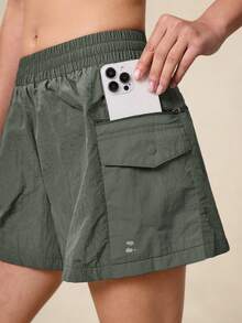 OutZeal Women Outdoor Shorts Summer Hiking Camping Water-Resistant Lightweight Color-Blocked Design With Multi Pockets - Army Green - View 8