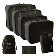 7pcs Travel Packing Bags, Large Capacity Multi-Function Zipper Storage Bags, Hand-Held Travel Bag, Storage Bag, Mesh Bag, Shoe Bag, Bottle Sleeve, Drawstring Bag, General Bag, Luggage Bag, Underwear Storage Bag, Hospital Bag, Shirts, Underwear, Clothes,Easy To Pack, Business Trip, Travel For Holiday - Black - View 16