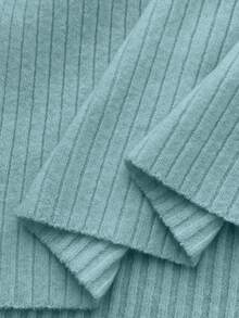 SHEIN Franclia 新款夏季休闲宽松百搭简约优雅柔软Polo衫，适合办公室、工作、通勤等场合，金属纽扣设计，修身剪裁，款式简洁大方，男女皆宜，极简女式开衫 - 薄荷藍 - 查看 3