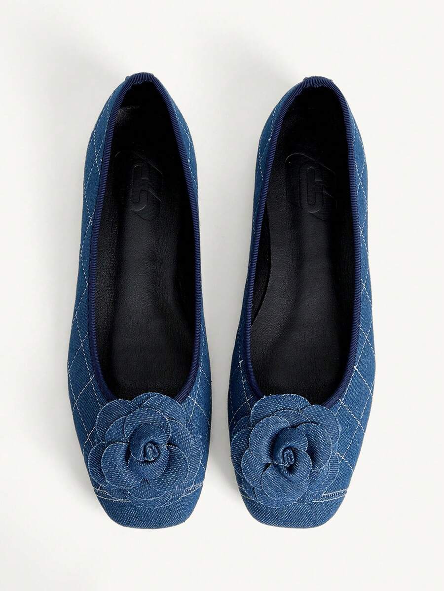 CUCCOO CHICEST Blue Internet Celebrity Flower Comfortable Women Flat Shoes - Blue - View 1