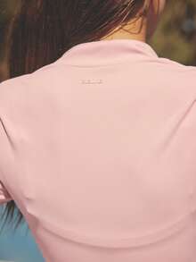 Aralina Áo tập thể dục dài tay phối màu tương phản dành cho nữ, có khóa kéo và lỗ xỏ ngón cái. - Hồng - Xem 5