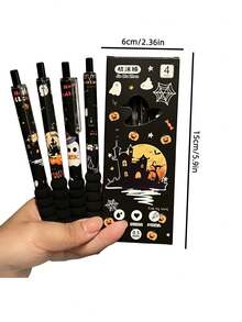 Bộ 4/8/12 bút bi gel chủ đề Halloween với đường kính ngòi 0.5mm, có hình ma, bí ngô và mũ phù thủy - Hoàn hảo làm quà tặng khen thưởng trong lớp học hoặc quà tặng văn phòng phẩm cho năm học mới. - Nhiều màu - Xem 2
