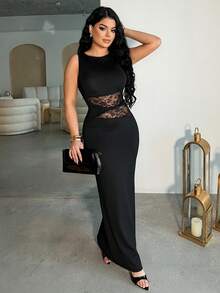 Dayanna Comas Váy dài ren đen thanh lịch cho nữ, Váy thanh lịch cho nữ, Trang phục dự tiệc cho nữ, Váy năm mới cho nữ, Váy đen cho nữ, Trang phục năm mới cho nữ, Váy dự tiệc năm mới - màu đen - Xem 1
