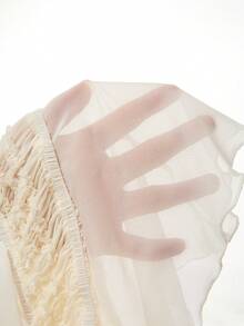 Mistrie Áo nữ kiểu dáng gợi cảm, xếp ly, phối vải xuyên thấu, áo vest hai kiểu, áo croptop, thích hợp mặc đi biển và dự lễ hội âm nhạc. - trắng - Xem 5