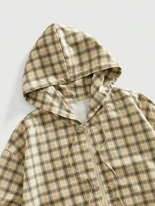 ROMWE MEN Street Life Men's Casual Retro Zip-Up Drawstring Hooded Short Sleeve Shirt, Summer - Multicolor - View 3
