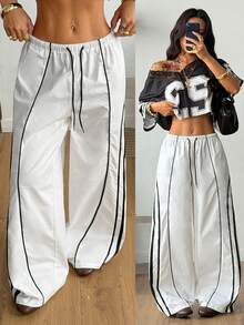 Coolane Quần ống rộng phối màu dành cho nữ, thích hợp cho các buổi hòa nhạc, đi chơi, dạo phố mùa xuân và hè. - trắng - Xem 1