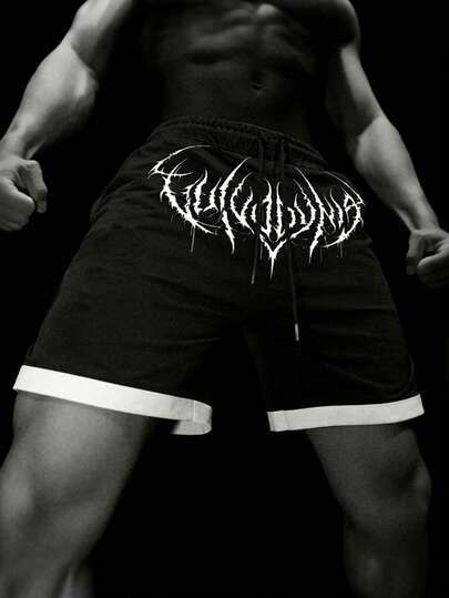 RISE LYT Men's Elastic Waist Drawstring Contrast Color Loose Summer Sports Shorts