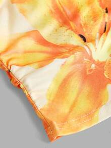 SHEIN 少女休闲日常方领短袖上衣和打底裤套装，水洗面料，方领修身吊带背心搭配半身裙 - 彩色 - 查看 5